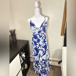 Blue and White Floral Slip Dress